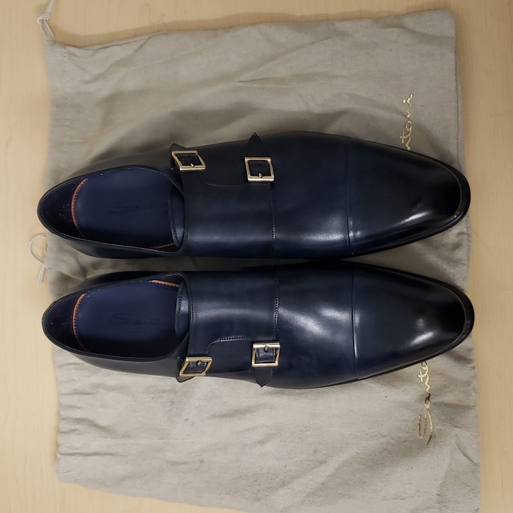 Santoni Double-Buckle Captoe Shoes